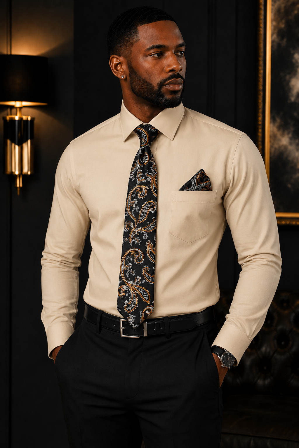 Daniel Ellissa Men's Dress Shirt & Paisley Tie Set