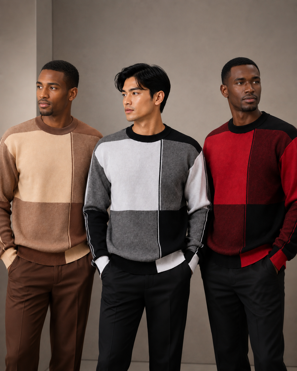 Montique Men's Block Knit Sweater