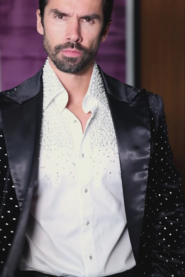 Barabas Men's Fancylap Rhinestone Long Coat – Slim Fit Velvet Luxury Coat | Harrisburg Central PA