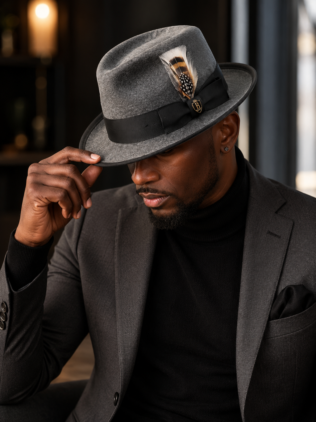 Bruno Capelo Godfather Collection Heather Grey Wool Fedora