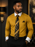 Daniel Ellissa Men's Plaid Dress Shirt Set with Matching Tie Pocket Square & Cufflinks