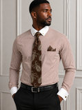 Karl Knox Mens Pinstripe Eyelet Collar Bar Dress Shirt + Tie
