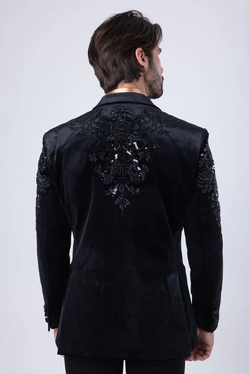 Barabas Men's Palermo Passion Velvet Sequin Blazer – Slim Fit Peak Lapel Luxury Blazer | Harrisburg Central PA