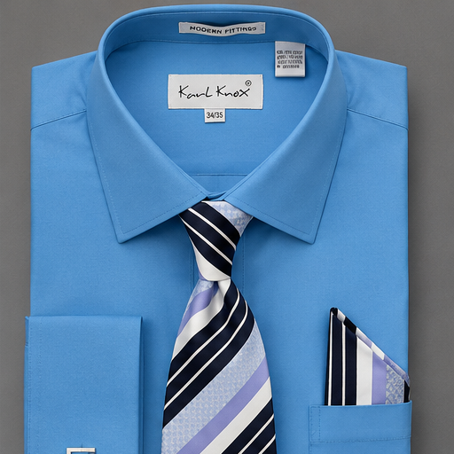 Karl Knox Men's French Cuff Shirt Set - Jacquard Diamond Texture