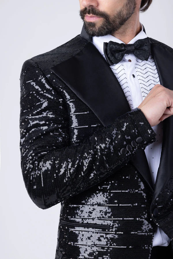Barabas Men's Dressy Fad Sequin Blazer – Regular Fit Peak Lapel Linear Diamond Sequin Blazer | Harrisburg Central PA