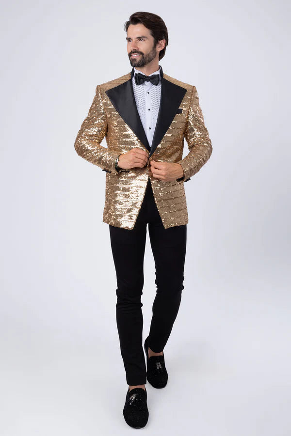 Barabas Men's Dressy Fad Sequin Blazer – Regular Fit Peak Lapel Linear Diamond Sequin Blazer | Harrisburg Central PA