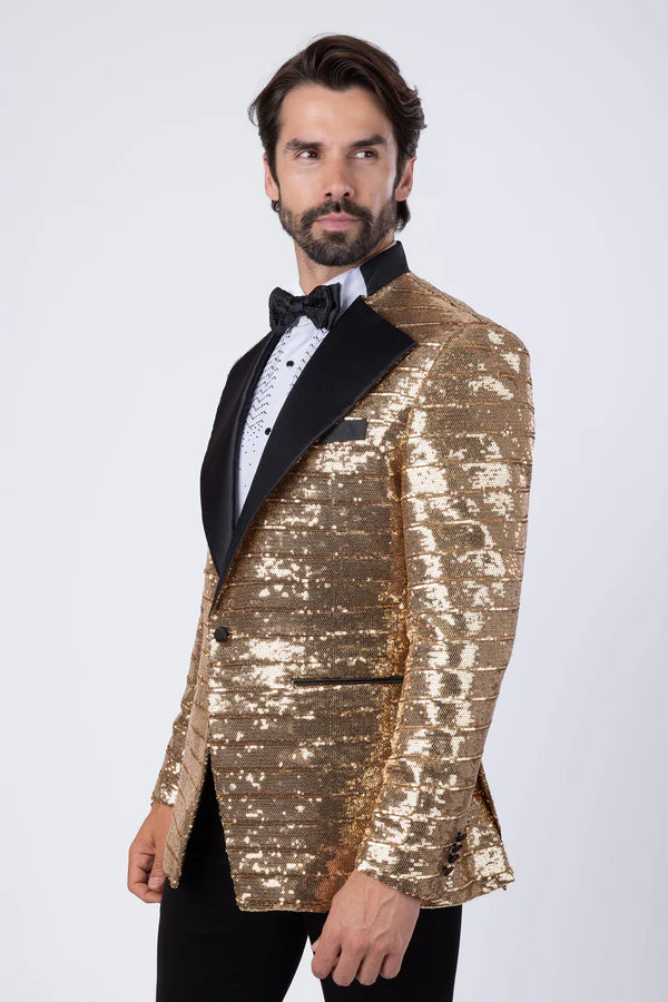 Barabas Men's Dressy Fad Sequin Blazer – Regular Fit Peak Lapel Linear Diamond Sequin Blazer | Harrisburg Central PA