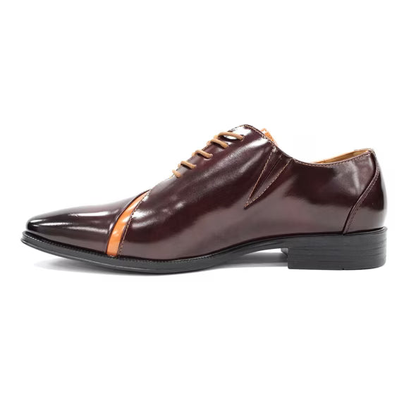 Antonio Cerrelli Burgundy/Tan Leather Lace Dress Shoes