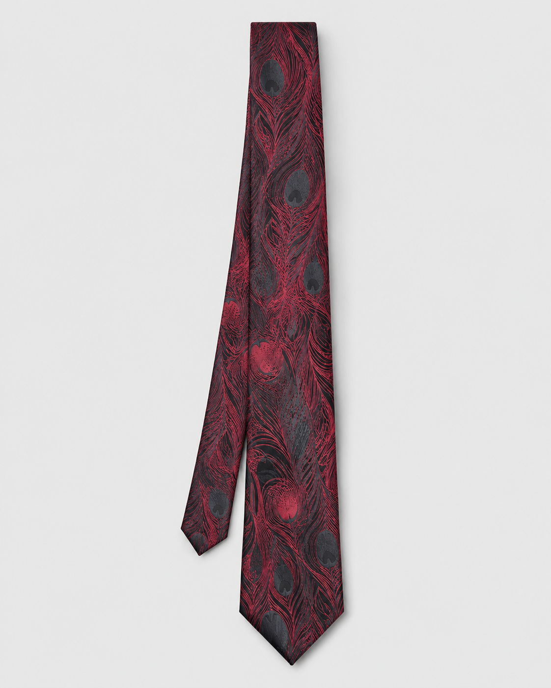 Stacy Adams Peacock Tie & Hanky Set - Burgundy Black