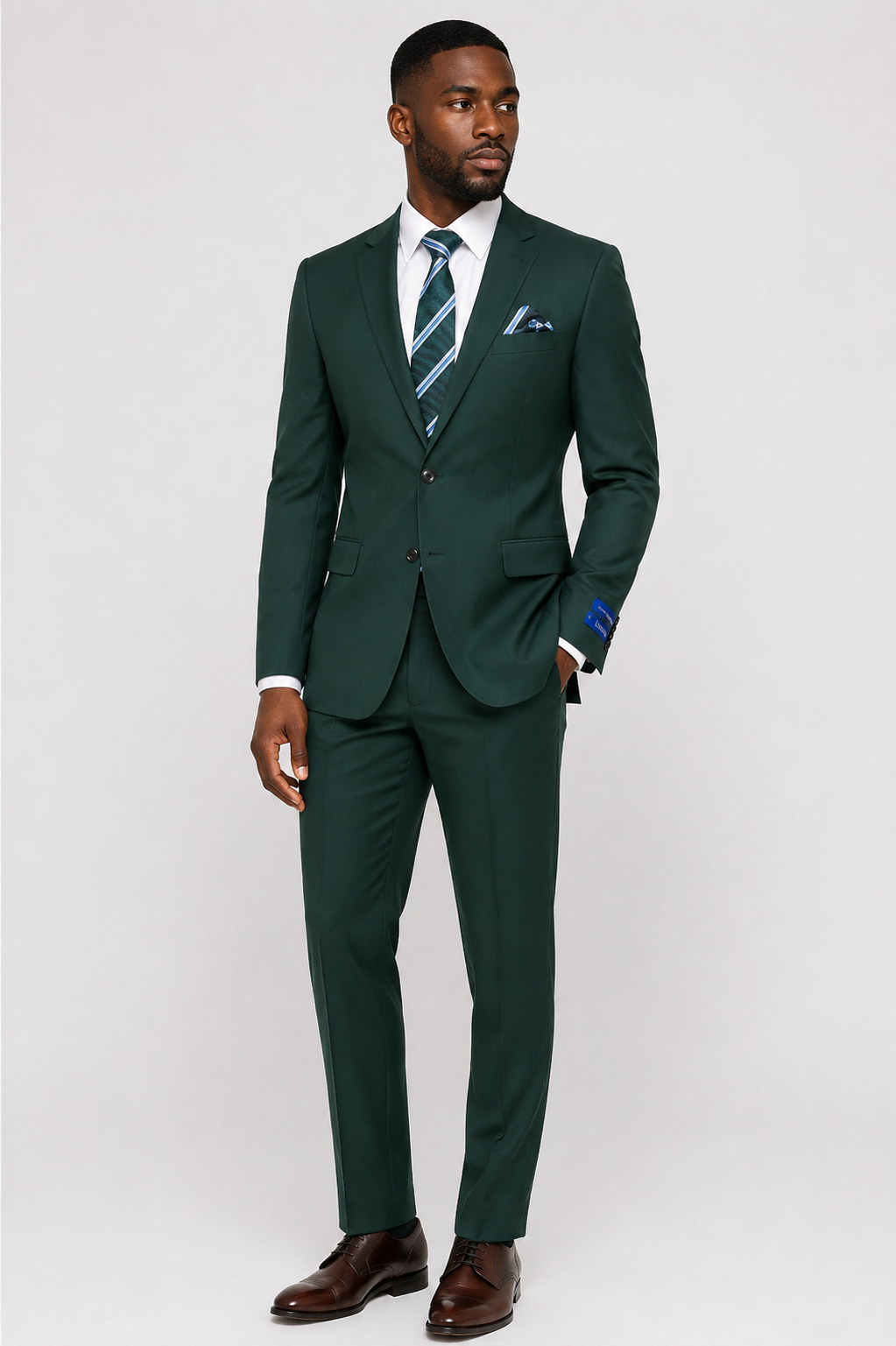 Felipe Men's Slim Fit 2-Button Suit with Flat Front Pants