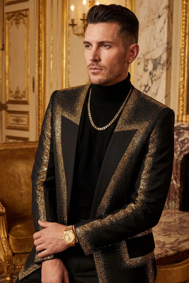 Barabas Men's Chiba Rhinestone Blazer – Regular Fit Collarless Luxury Blazer | Harrisburg Central PA