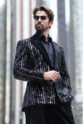 Barabas Men's Montreal Sequin Blazer – Slim Fit Velvet Peak Lapel Geometric Sequin Blazer | Harrisburg Central PA