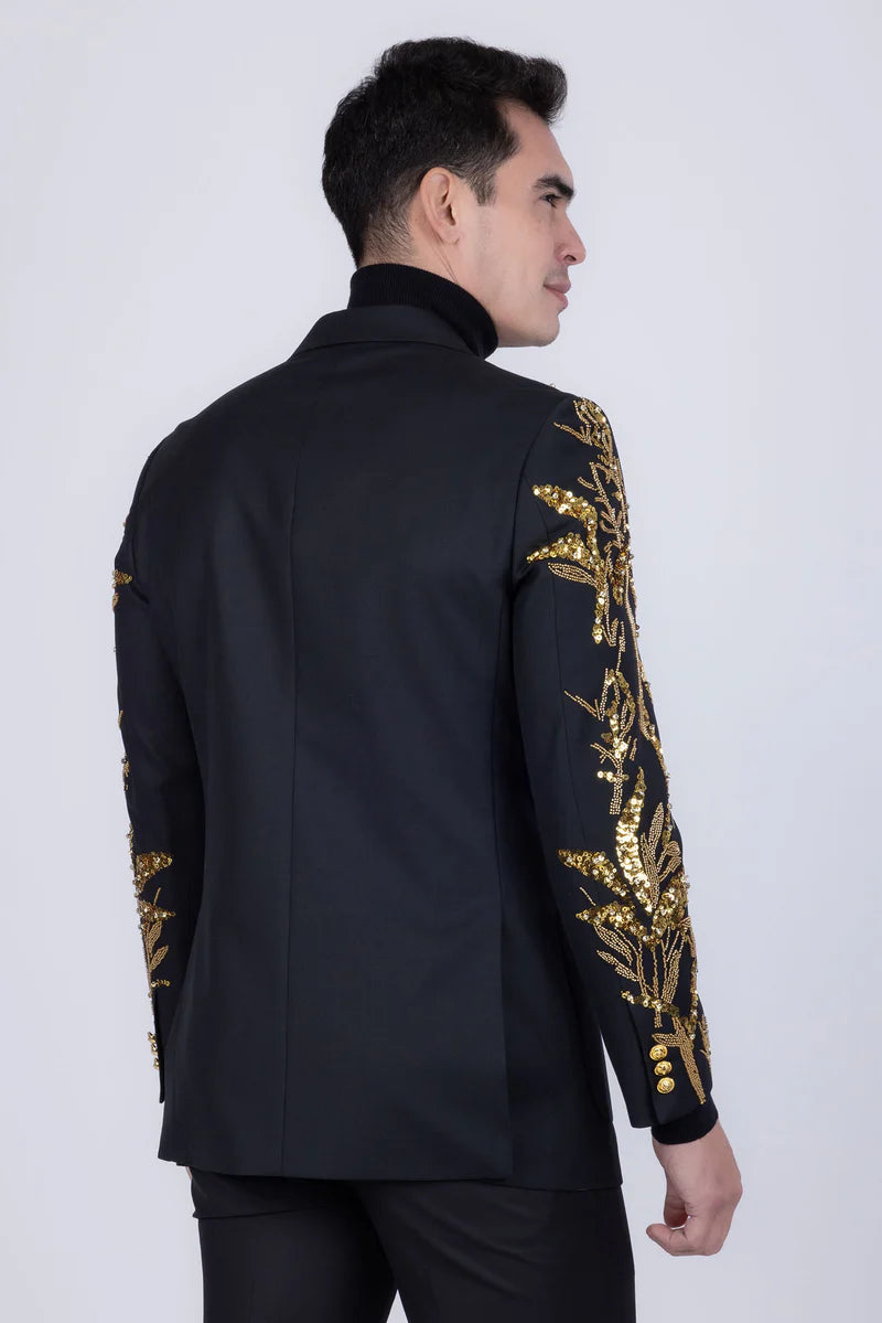 Barabas Men's Porto Sequin Suit – Regular Fit Double-Breasted Floral Sequin Two-Piece | Harrisburg Central PA