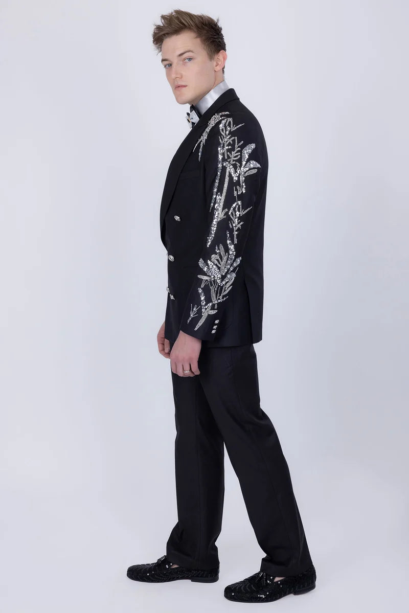 Barabas Men's Porto Sequin Suit – Regular Fit Double-Breasted Floral Sequin Two-Piece | Harrisburg Central PA