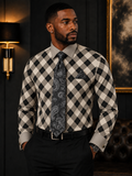 Avanti Uomo Men's Diamond Checkered Dress Shirt and Tie Set