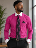 Karl Knox Men's French Cuff Pinstripe Shirt Set - Paisley and Stripe Tie