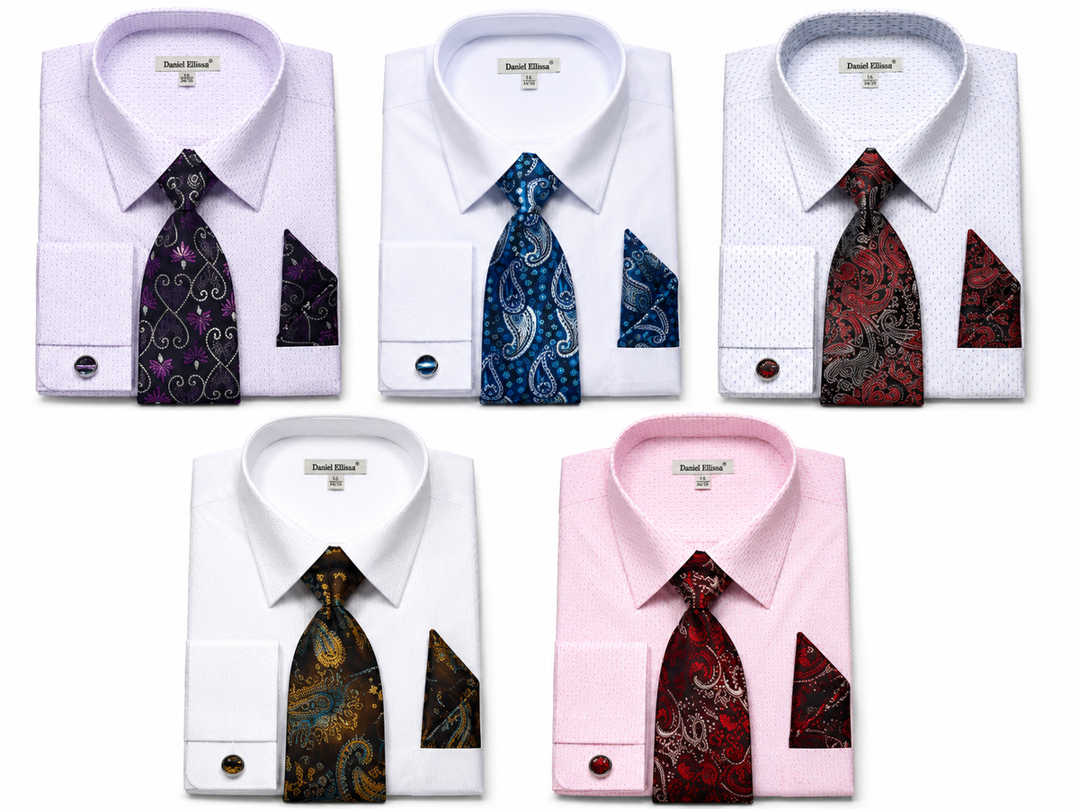 Daniel Ellissa Men's Textured Dress Shirt & Paisley Tie Set