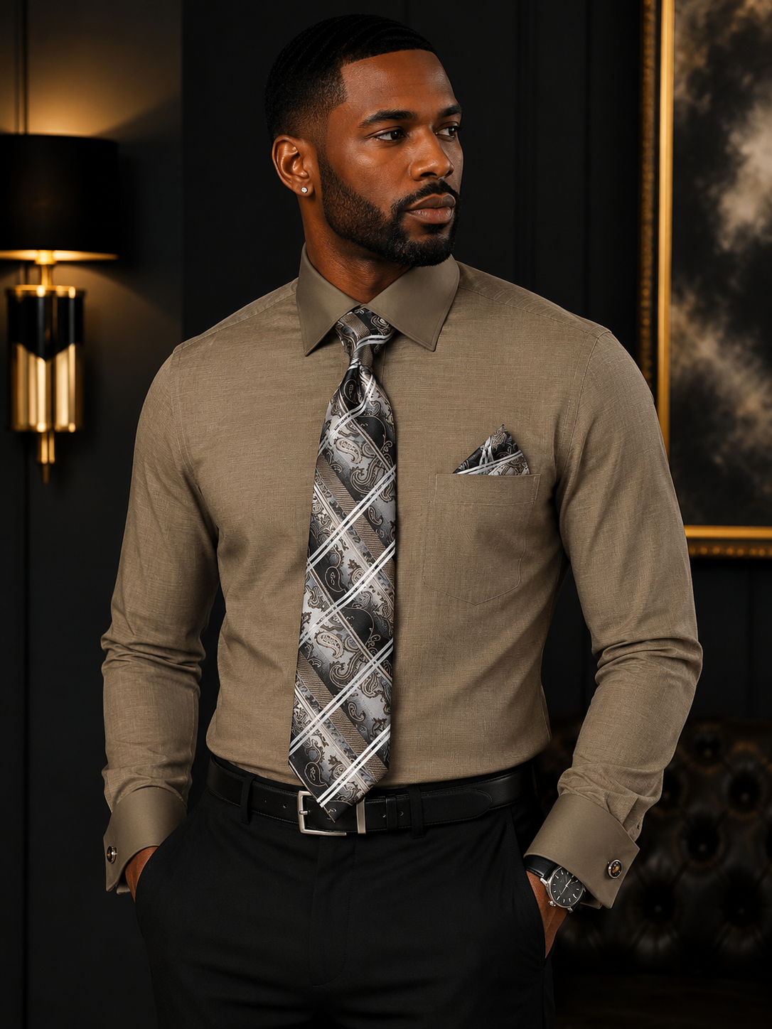 Daniel Ellissa Men's Textured Dress Shirt & Tie Set