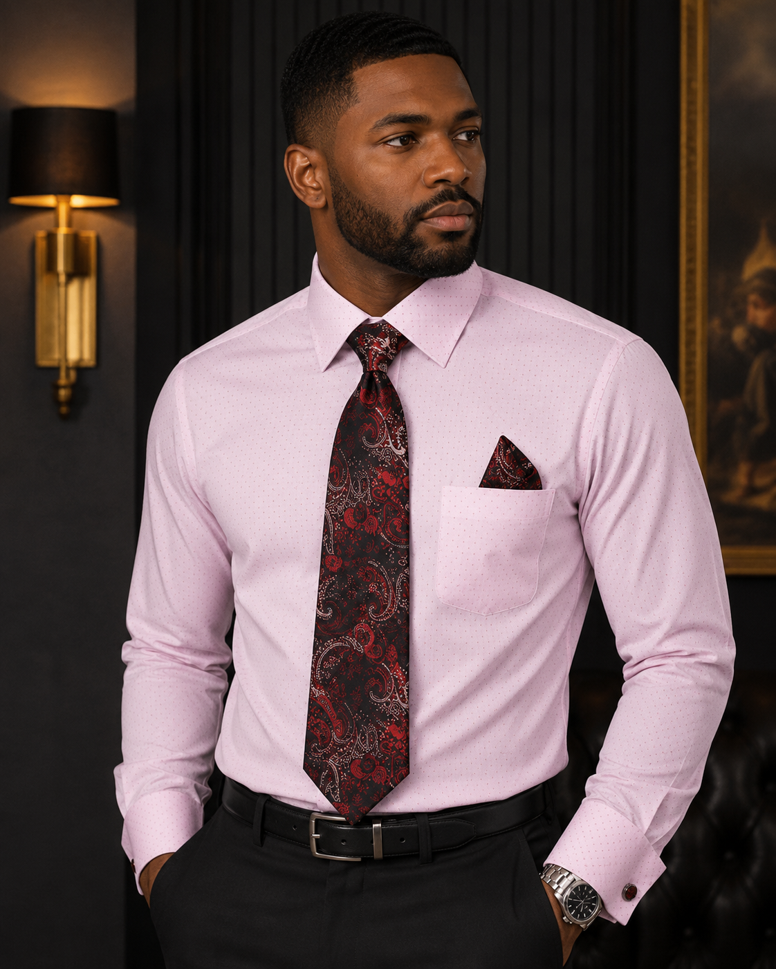 Daniel Ellissa Men's Textured Dress Shirt & Paisley Tie Set
