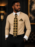 Daniel Ellissa Gold Patterned Dress Shirt Set