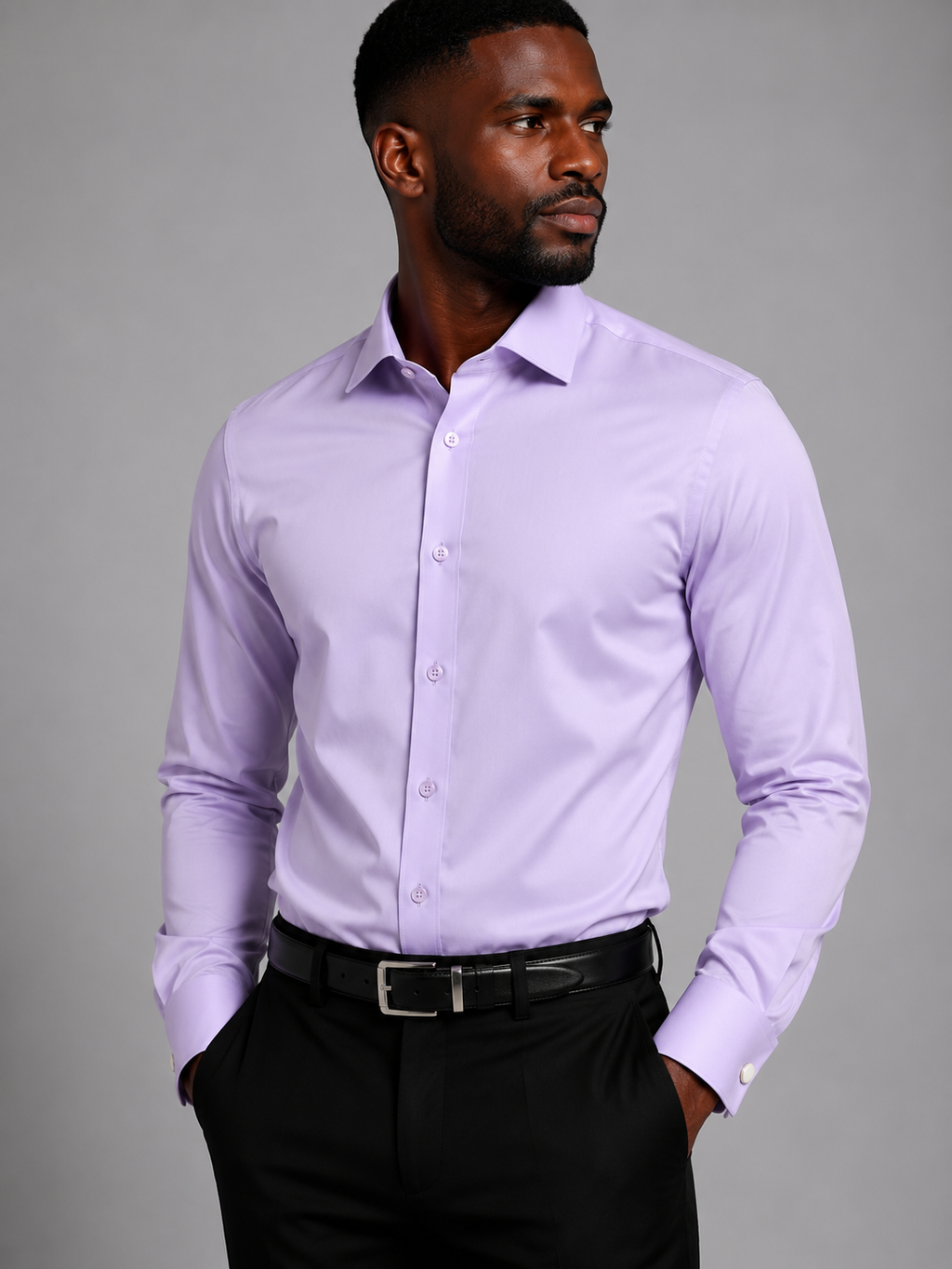 St. Patrick Spread Collar Long Sleeve Dress Shirt with French Cuffs