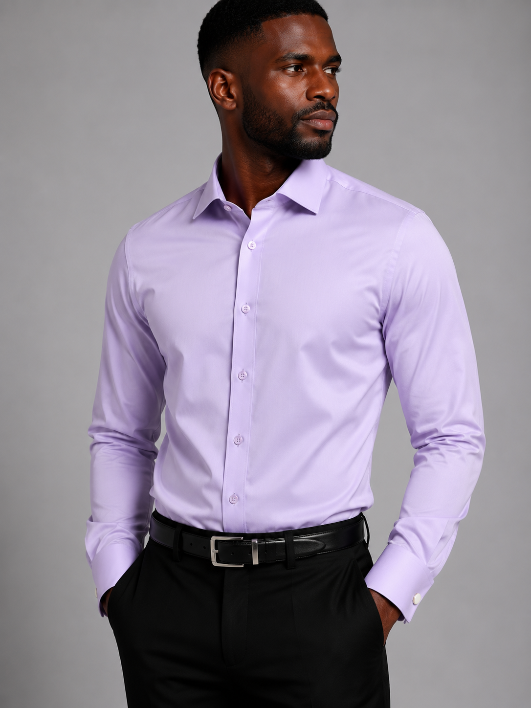 St. Patrick Spread Collar Long Sleeve Dress Shirt with French Cuffs