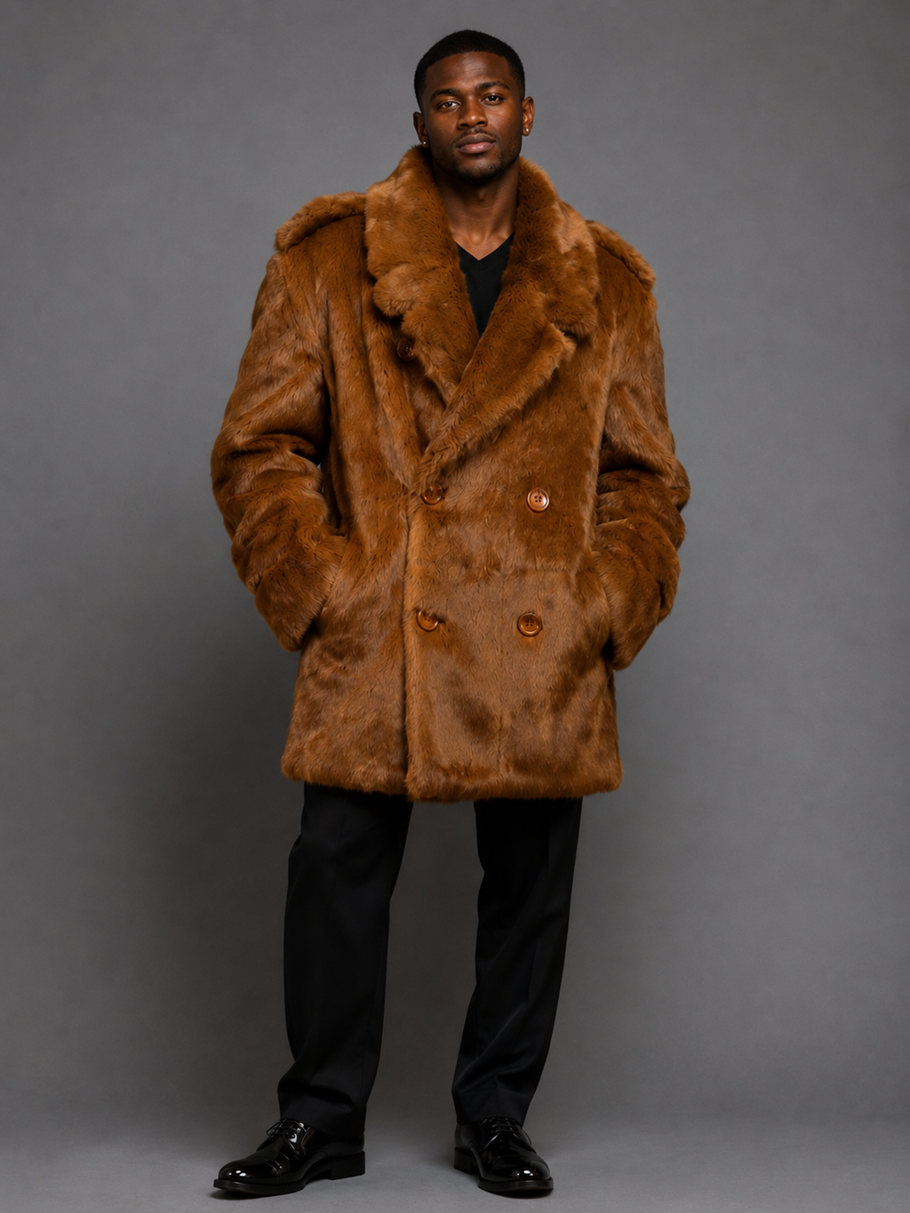 Verona Men's Double-Breasted Rabbit Fur Coat