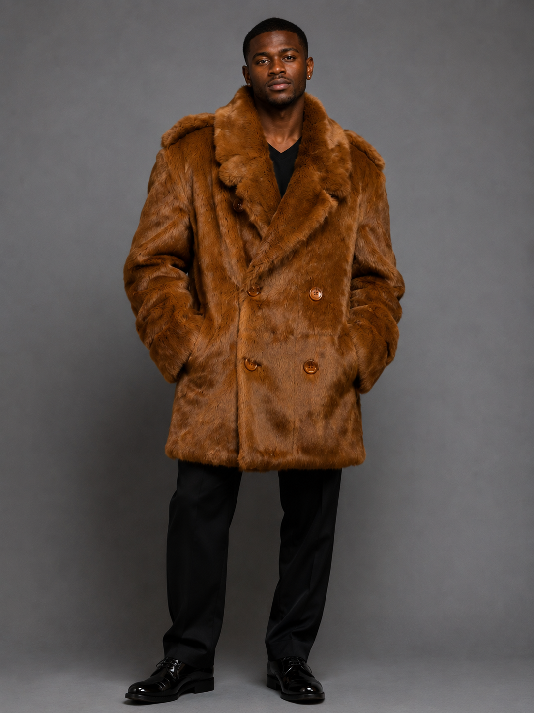 Verona Men's Double-Breasted Rabbit Fur Coat