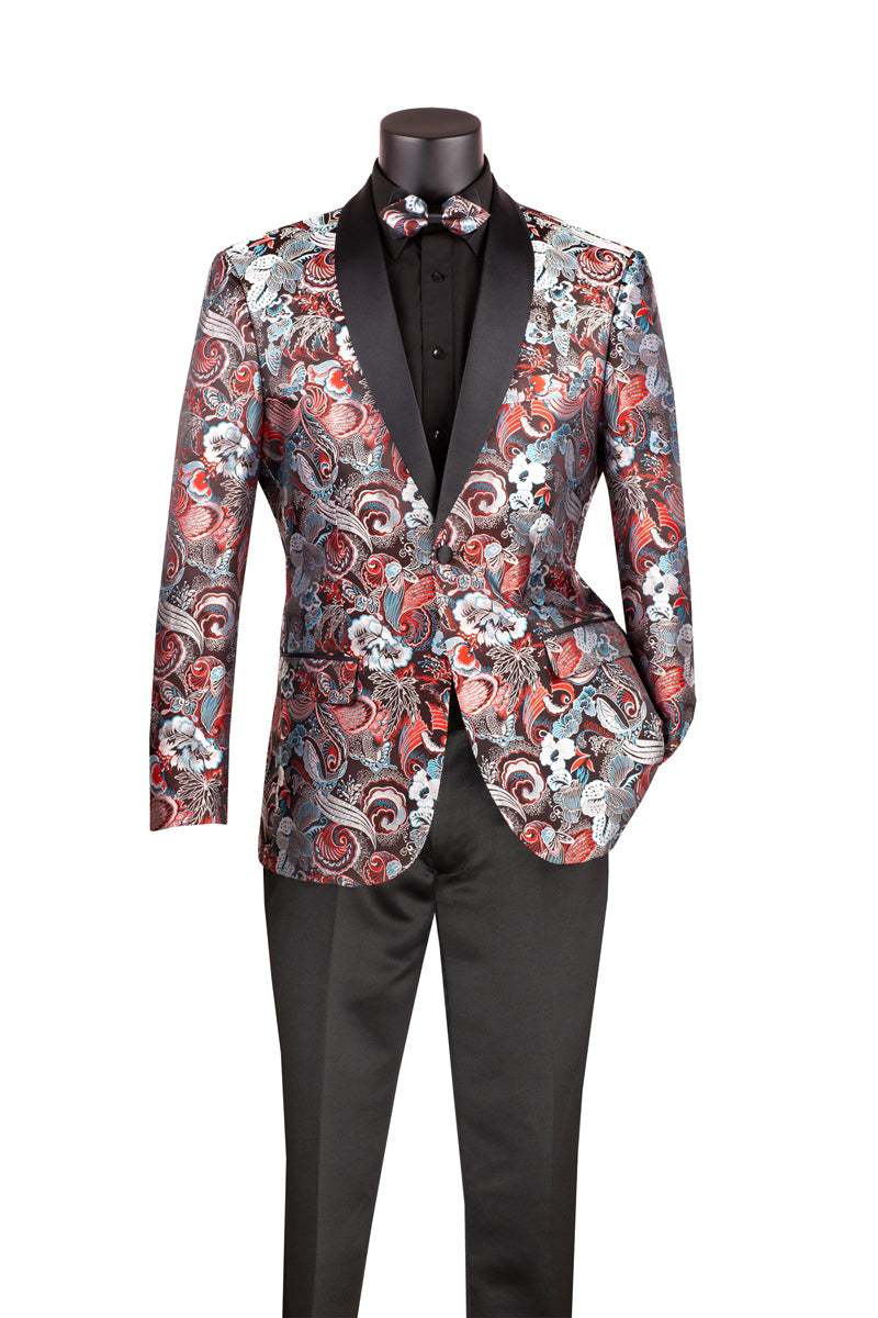 Vinci Philosophy Modern Fit Jacquard Floral Pattern Sport Coat