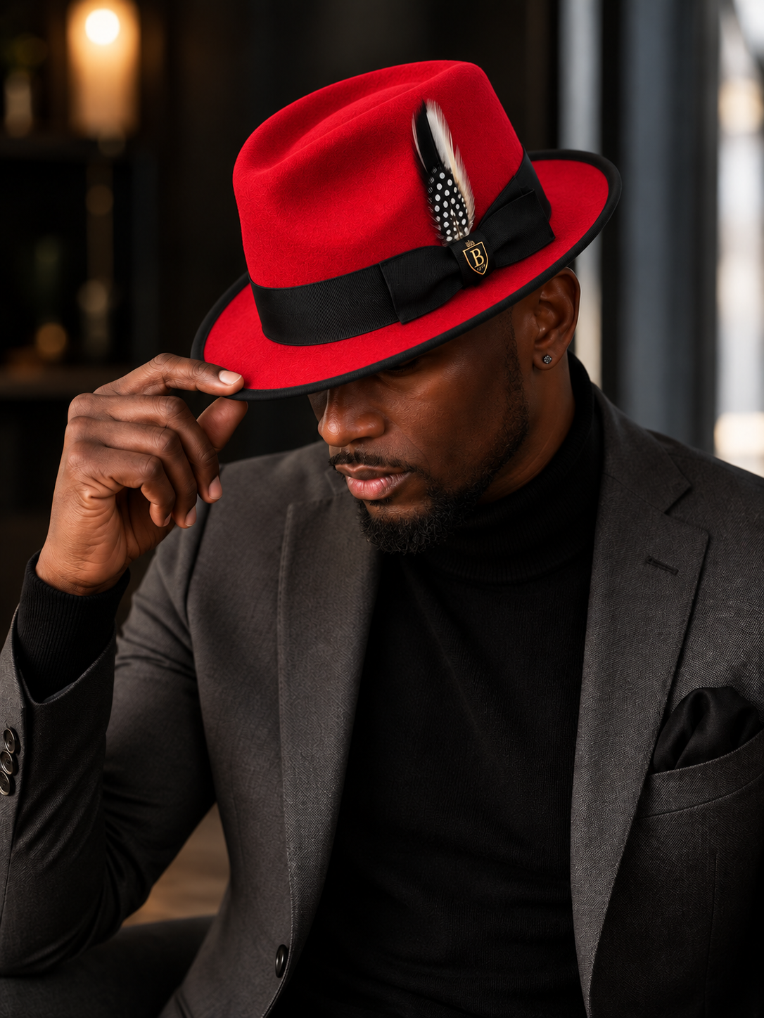 Bruno Capelo Brooks Wool Fedora Hat – Red/Black