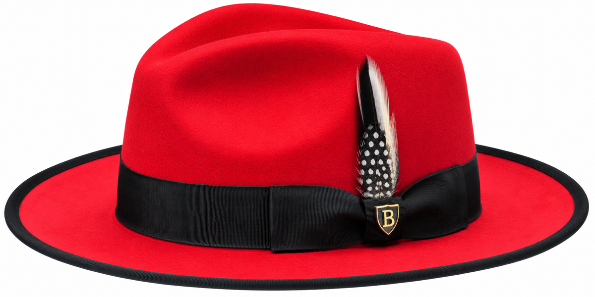 Bruno Capelo Brooks Wool Fedora Hat – Red/Black