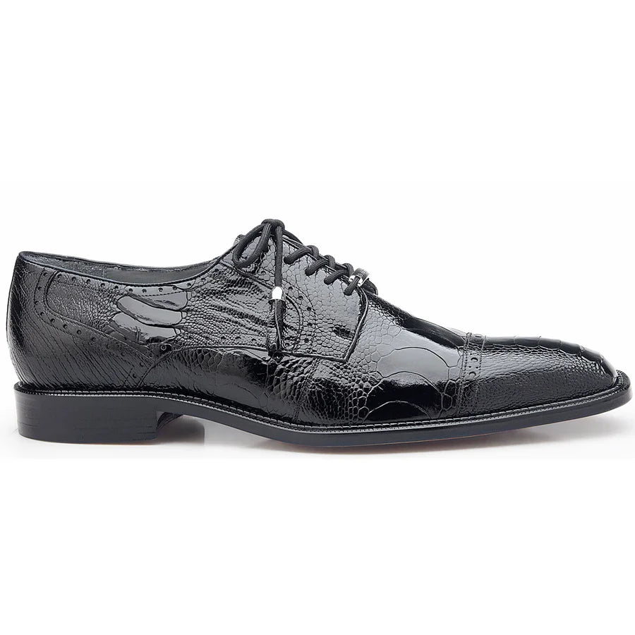 Batta Black Genuine Ostrich Cap Toe Lace-Up