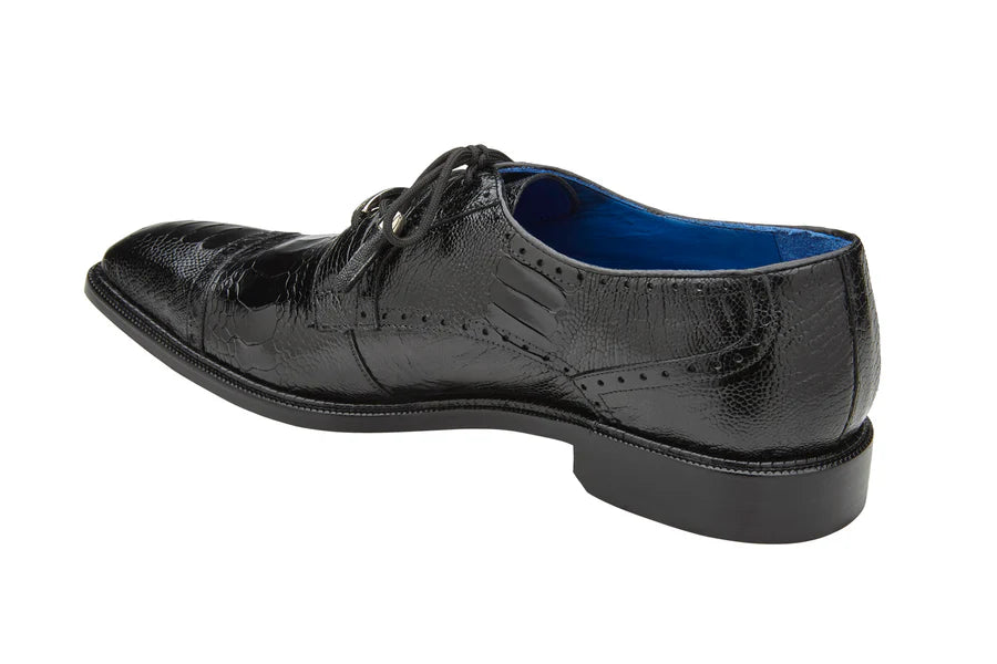 Batta Black Genuine Ostrich Cap Toe Lace-Up