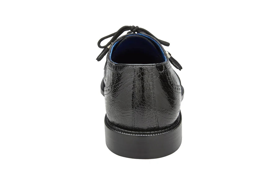 Batta Black Genuine Ostrich Cap Toe Lace-Up