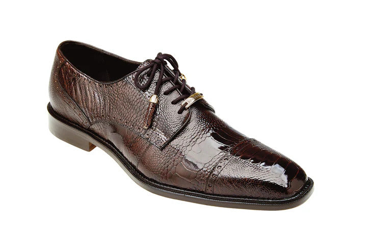 Batta Brown Genuine Ostrich Cap Toe Lace-Up