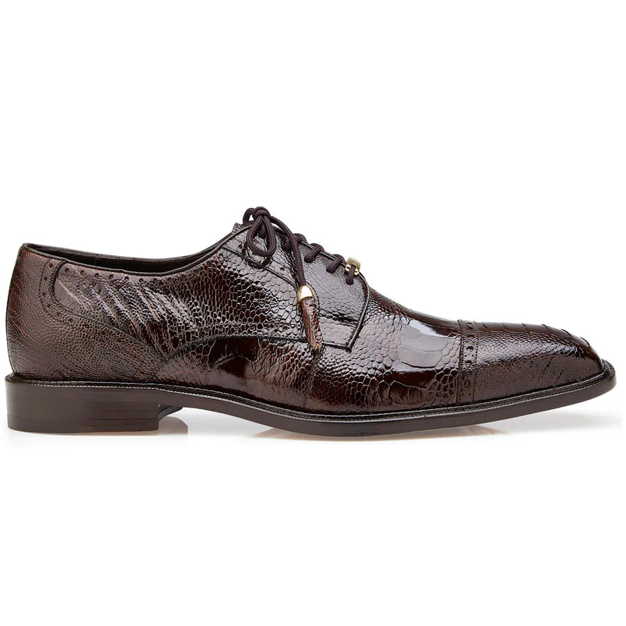 Batta Brown Genuine Ostrich Cap Toe Lace-Up
