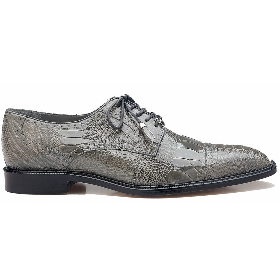Batta Gray Genuine Ostrich Cap Toe Lace-Up