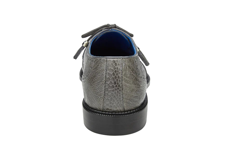 Batta Gray Genuine Ostrich Cap Toe Lace-Up