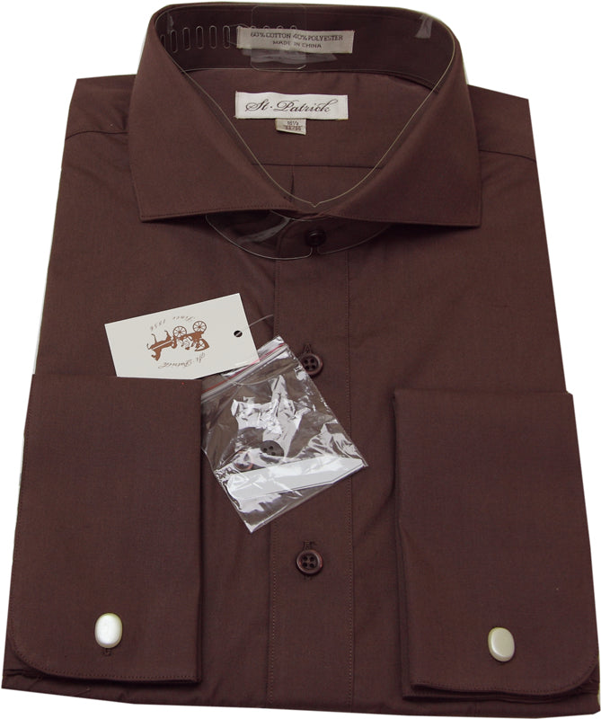 St. Patrick Spread Collar Long Sleeve Dress Shirt with French Cuffs