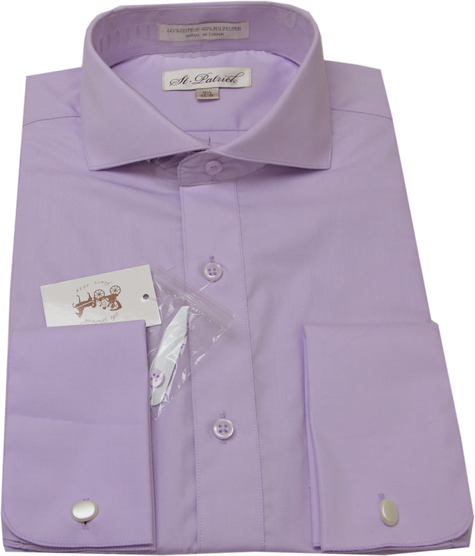 St. Patrick Spread Collar Long Sleeve Dress Shirt with French Cuffs