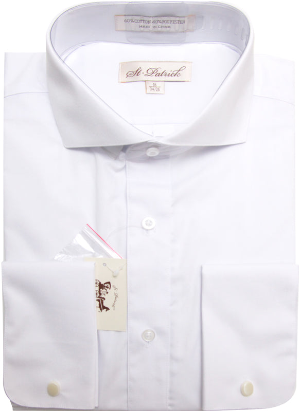 St. Patrick Spread Collar Long Sleeve Dress Shirt with French Cuffs