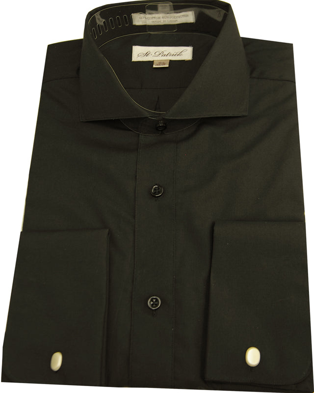 St. Patrick Spread Collar Long Sleeve Dress Shirt with French Cuffs