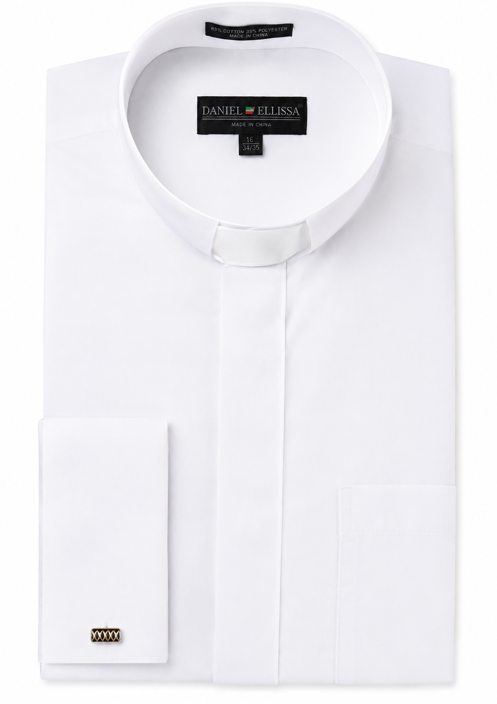 Daniel Ellissa Men's White French Cuff Clergy Shirt