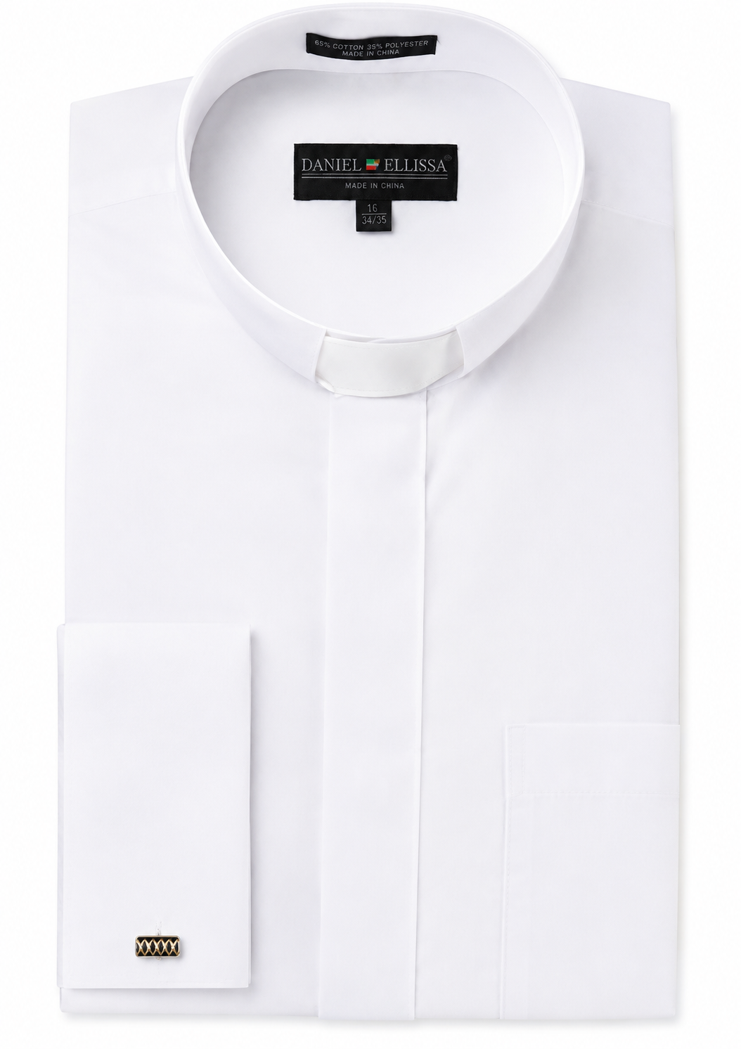 Daniel Ellissa Men's White French Cuff Clergy Shirt