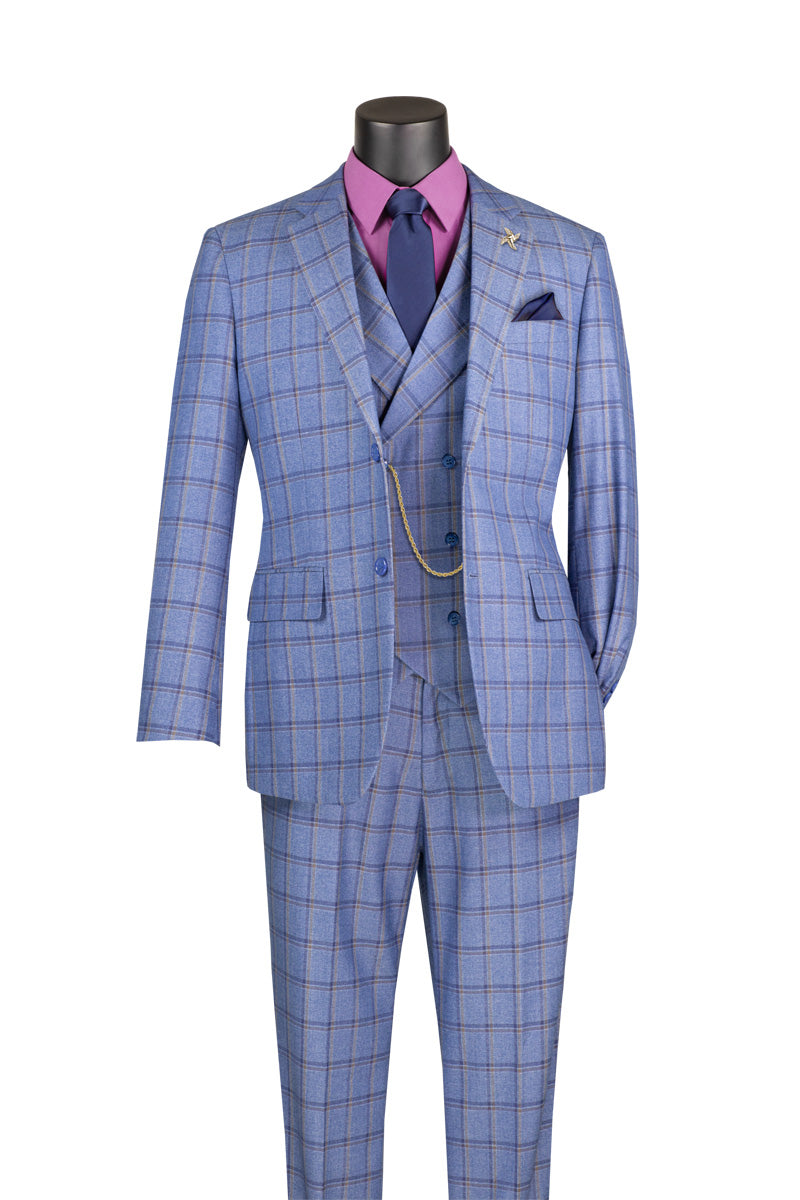 Vinci Philosophy Modern Fit 3-Piece Glen Windowpane