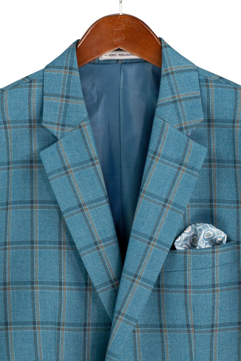 Vinci Philosophy Modern Fit 3-Piece Glen Windowpane