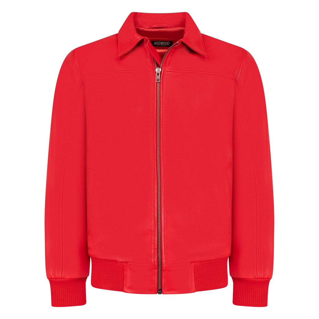Jakewood Men's Lamb Knox Leather Bomber Jacket