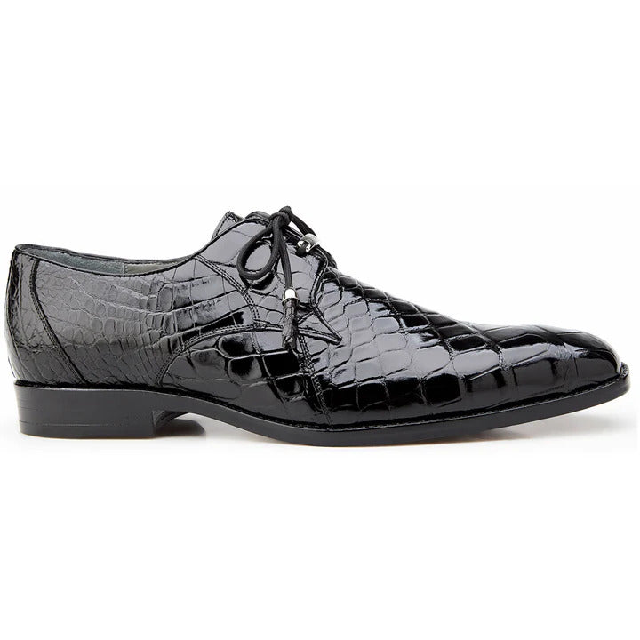 Lago Black Plain Toe Lace-Up