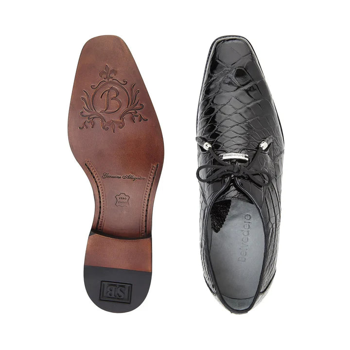 Lago Black Plain Toe Lace-Up