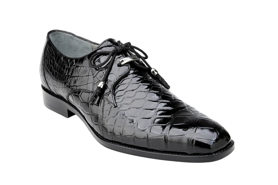 Lago Black Plain Toe Lace-Up